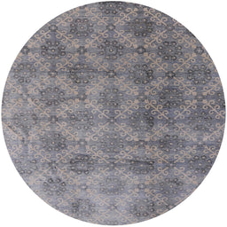 Round Machine Washable Industrial Modern Mist Blue Rug, wshurb560