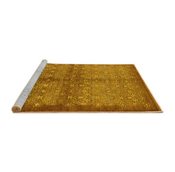 Sideview of Machine Washable Oriental Yellow Industrial Rug, wshurb561yw