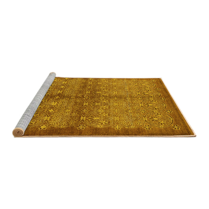 Sideview of Machine Washable Oriental Yellow Industrial Rug, wshurb561yw
