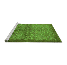 Sideview of Machine Washable Oriental Green Industrial Area Rugs, wshurb561grn