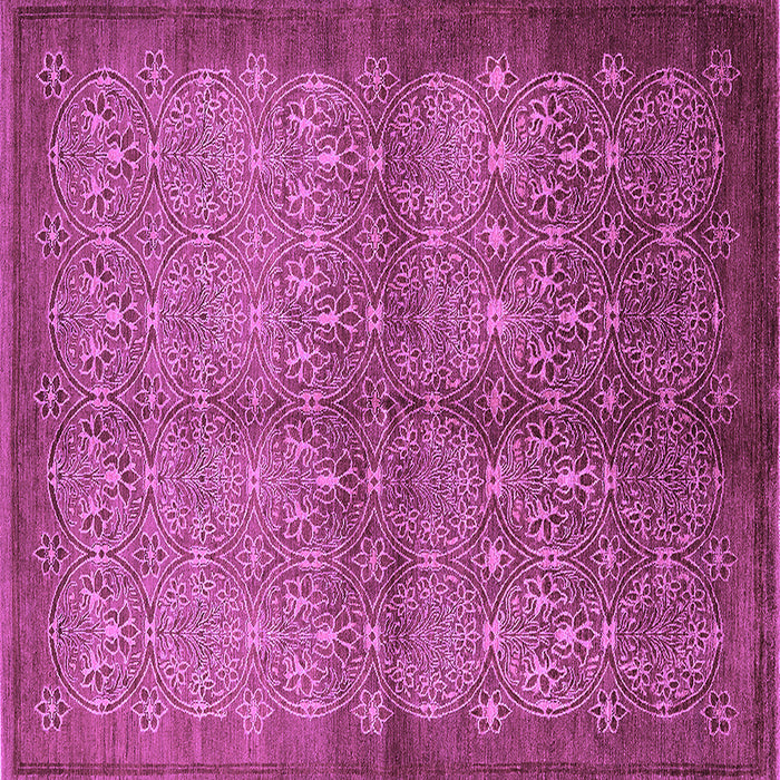 Square Machine Washable Oriental Purple Industrial Area Rugs, wshurb561pur
