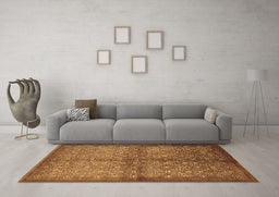 Machine Washable Oriental Brown Industrial Rug in a Living Room,, wshurb561brn