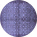 Round Oriental Blue Industrial Rug, urb561blu