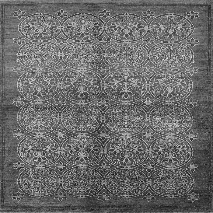 Square Machine Washable Oriental Gray Industrial Rug, wshurb561gry