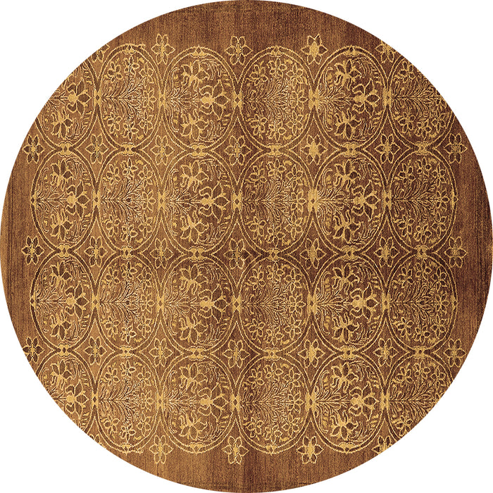 Round Machine Washable Oriental Brown Industrial Rug, wshurb561brn