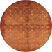 Round Machine Washable Oriental Orange Industrial Area Rugs, wshurb561org