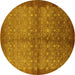 Round Oriental Yellow Industrial Rug, urb561yw