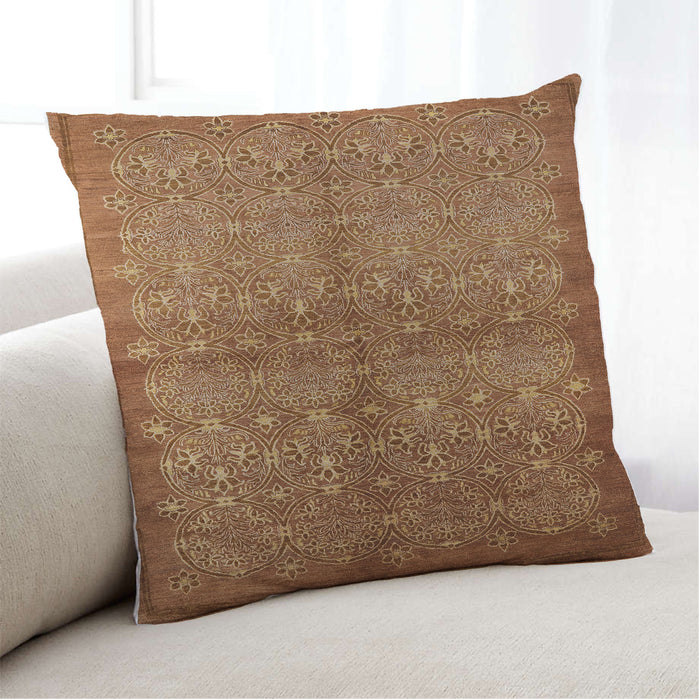 Lifestyle Image of Mid-Century Modern Urban Square Tomato Red Throw Pillow, 18 inch by 18 inch, pwurb561