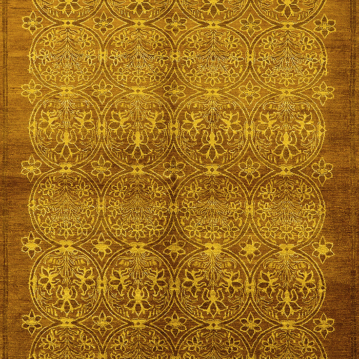 Machine Washable Oriental Yellow Industrial Rug, wshurb561yw