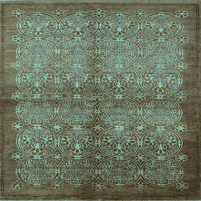 Square Machine Washable Oriental Light Blue Industrial Rug, wshurb561lblu