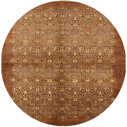 Round Mid-Century Modern Red Oriental Rug, urb561