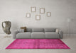 Machine Washable Oriental Pink Industrial Rug in a Living Room, wshurb561pnk