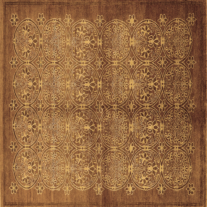 Square Machine Washable Oriental Brown Industrial Rug, wshurb561brn