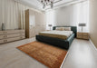 Mid-Century Modern Red Oriental Rug in a Bedroom, urb561