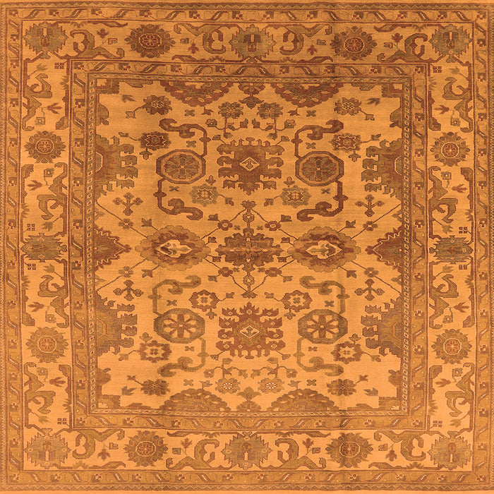 Square Machine Washable Oriental Orange Industrial Area Rugs, wshurb562org