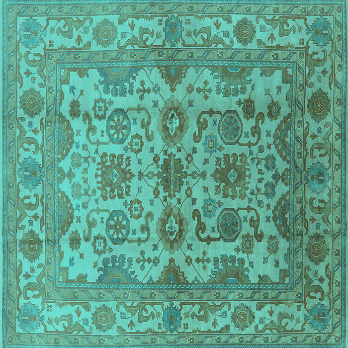 Square Oriental Turquoise Industrial Rug, urb562turq