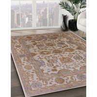 Mid-Century Modern Light French Beige Brown Oriental Rug, urb562