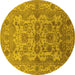 Round Oriental Yellow Industrial Rug, urb562yw