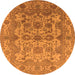 Round Machine Washable Oriental Orange Industrial Area Rugs, wshurb562org