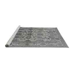 Sideview of Machine Washable Oriental Gray Industrial Rug, wshurb562gry