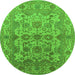 Round Oriental Green Industrial Rug, urb562grn