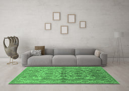 Machine Washable Oriental Emerald Green Industrial Area Rugs in a Living Room,, wshurb562emgrn