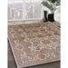 Mid-Century Modern Light French Beige Brown Oriental Rug in Family Room, urb562