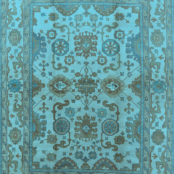 Machine Washable Oriental Light Blue Industrial Rug, wshurb562lblu
