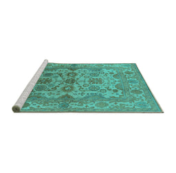 Sideview of Machine Washable Oriental Turquoise Industrial Area Rugs, wshurb562turq
