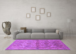Machine Washable Oriental Purple Industrial Area Rugs in a Living Room, wshurb562pur