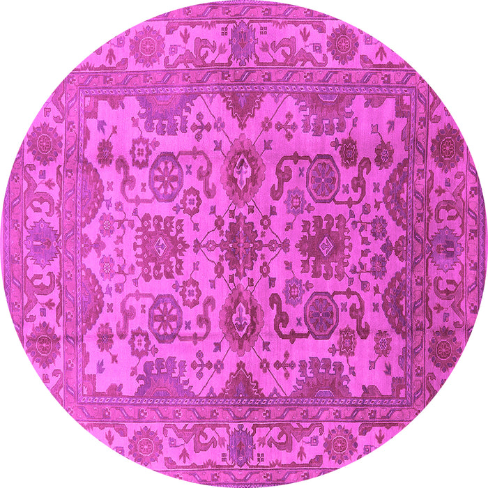 Round Machine Washable Oriental Pink Industrial Rug, wshurb562pnk