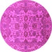 Round Machine Washable Oriental Pink Industrial Rug, wshurb562pnk