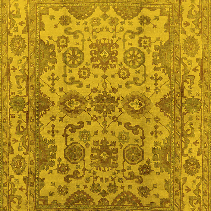 Machine Washable Oriental Yellow Industrial Rug, wshurb562yw