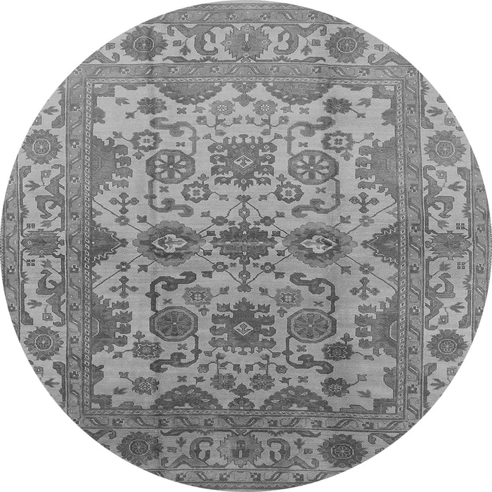 Round Machine Washable Oriental Gray Industrial Rug, wshurb562gry