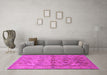 Machine Washable Oriental Pink Industrial Rug in a Living Room, wshurb562pnk