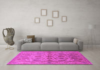 Machine Washable Oriental Pink Industrial Rug, wshurb562pnk