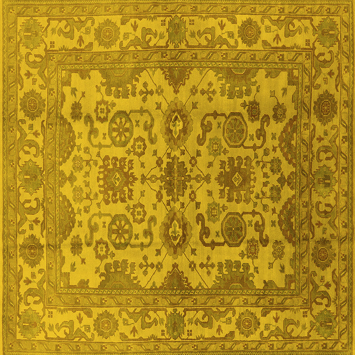 Square Machine Washable Oriental Yellow Industrial Rug, wshurb562yw
