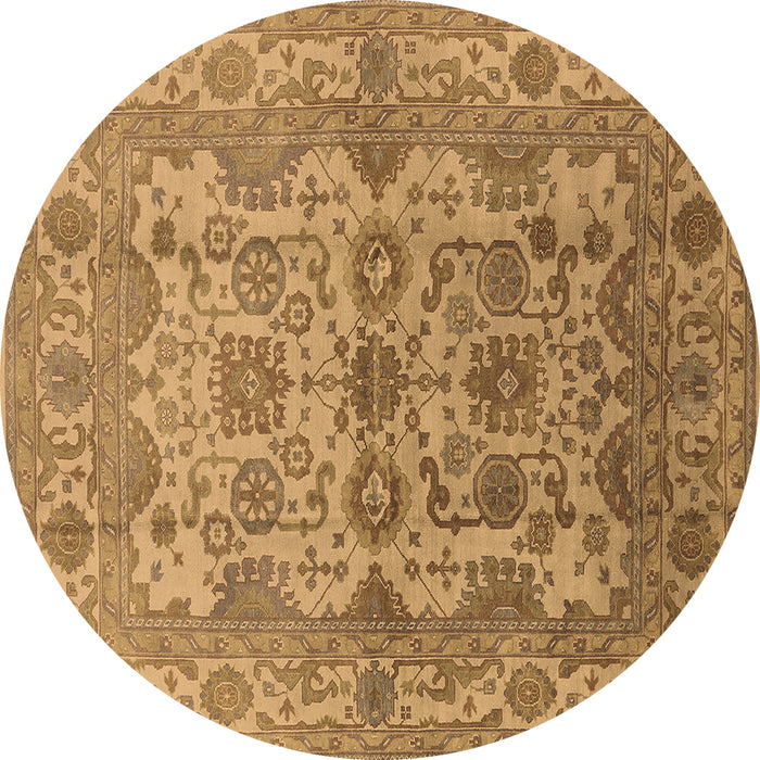 Round Oriental Brown Industrial Rug, urb562brn