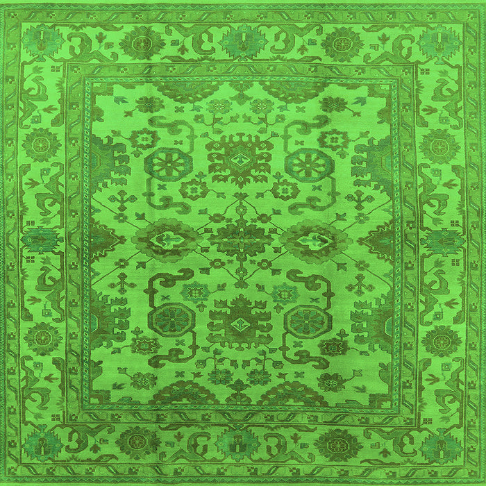 Square Machine Washable Oriental Green Industrial Area Rugs, wshurb562grn
