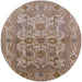 Round Mid-Century Modern Light French Beige Brown Oriental Rug, urb562