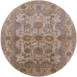 Round Machine Washable Industrial Modern Light French Beige Brown Rug, wshurb562