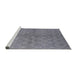 Sideview of Machine Washable Industrial Modern Mist Blue Rug, wshurb563