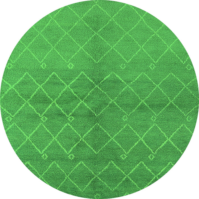 Round Machine Washable Oriental Green Industrial Area Rugs, wshurb563grn