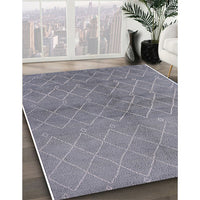 Mid-Century Modern Mist Blue Oriental Rug, urb563