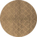 Round Oriental Brown Industrial Rug, urb563brn