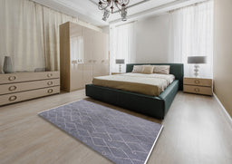 Mid-Century Modern Mist Blue Oriental Rug in a Bedroom, urb563