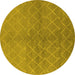 Round Oriental Yellow Industrial Rug, urb563yw