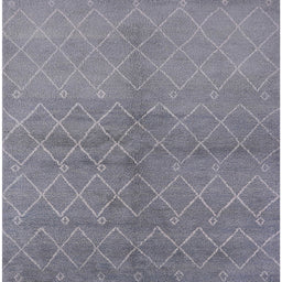 Square Mid-Century Modern Mist Blue Oriental Rug, urb563
