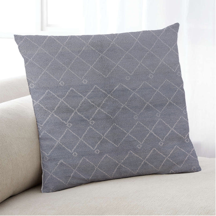Lifestyle Image of Mid-Century Modern Urban Square Mist Blue Throw Pillow, 18 inch by 18 inch, pwurb563