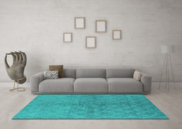 Machine Washable Oriental Turquoise Industrial Area Rugs in a Living Room,, wshurb563turq